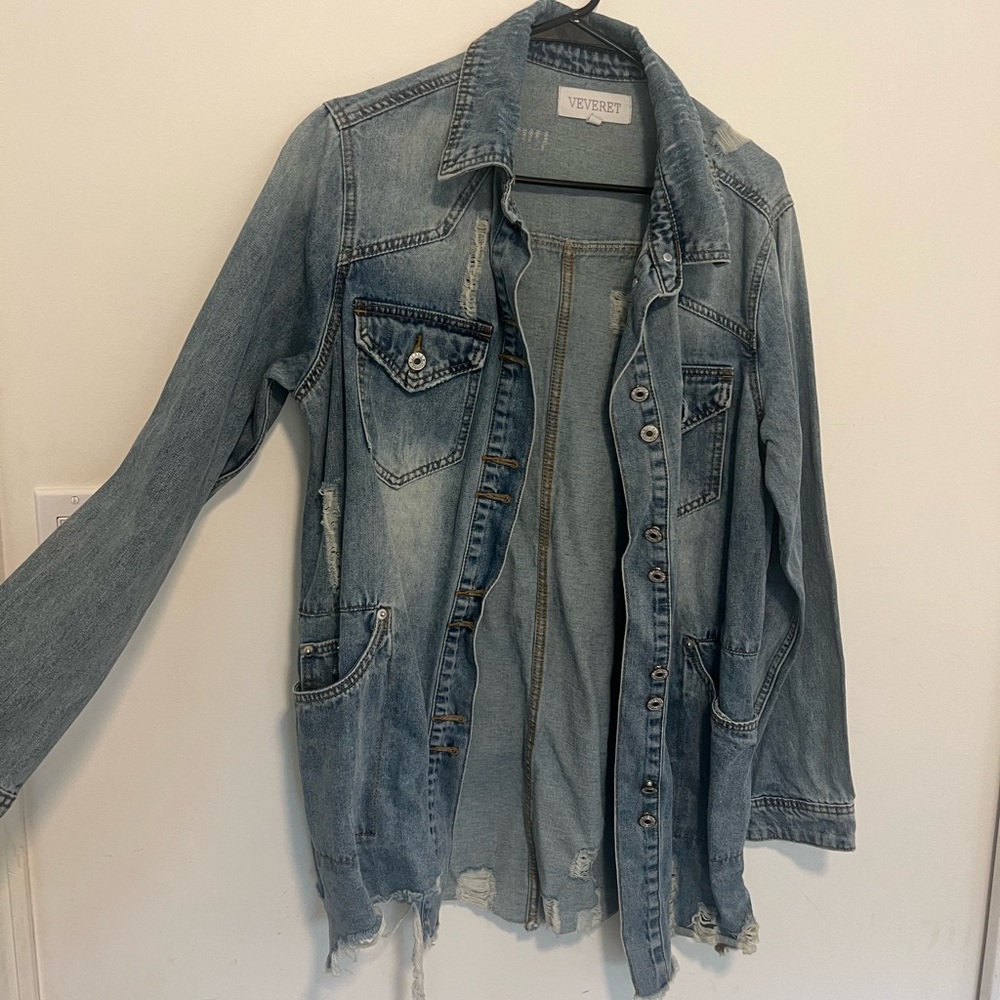 oversized jean button down